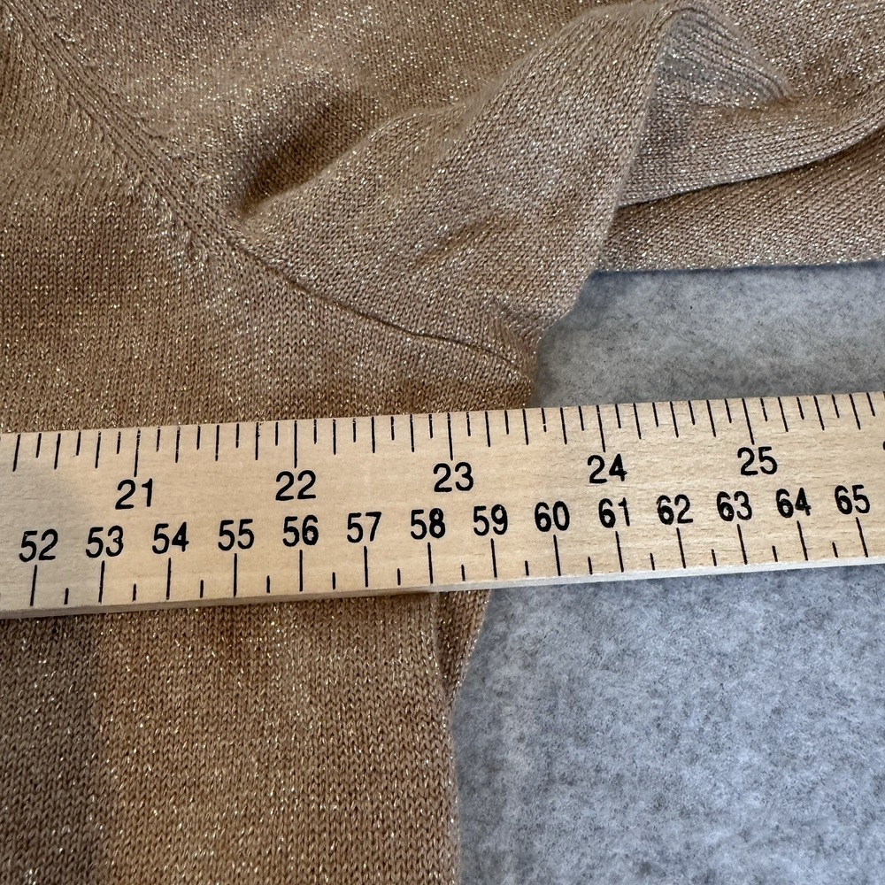 Lands' End Cardigan Sweater Womens 1X 16W-18W Gold Metallic Wool Blend Festive - Picture 12 of 16